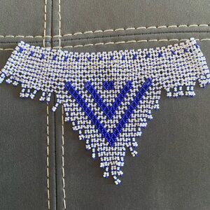 Blue and White Beaded Necklace